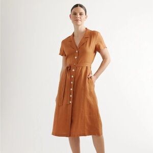 Quince 100% European Linen Button Front Dress